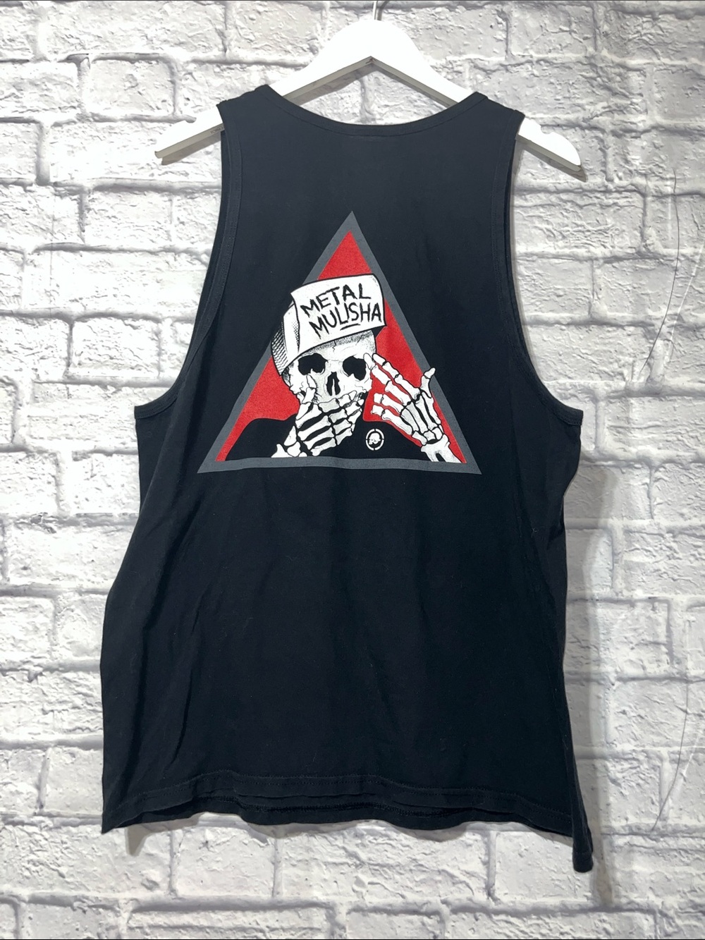 Metal Mulisha Black Tank with Red & White Triangle Skull Graphic